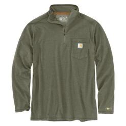 Men's Carhartt Force Relaxed-Fit Midweight Long Sleeve 1/4 Zip Pocket T-Shirt Heather