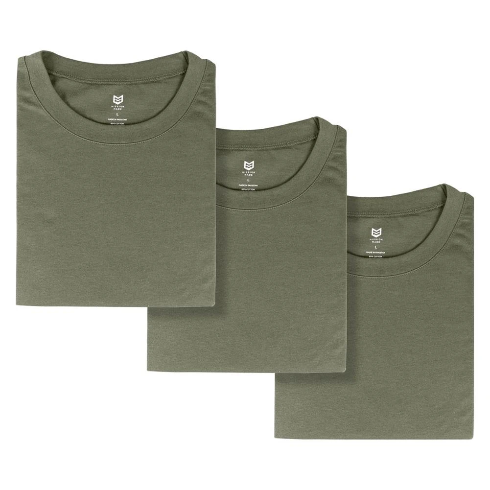 Men's Mission Made Crew Neck T-Shirts (3 Pack) Olive