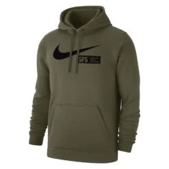 Men's Nike Swoosh Club Fleece PO Hoodie Olive