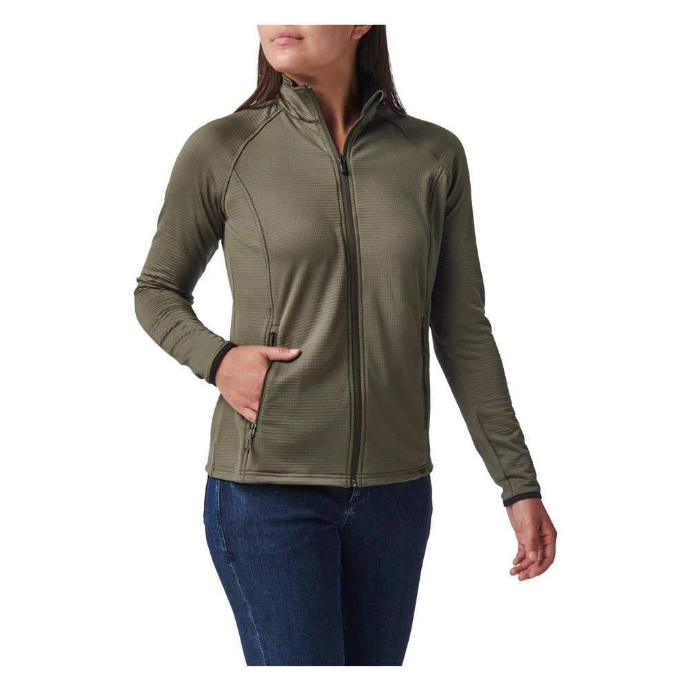 Women's 5.11 Stratos Full Zip Green~2 - Image 2
