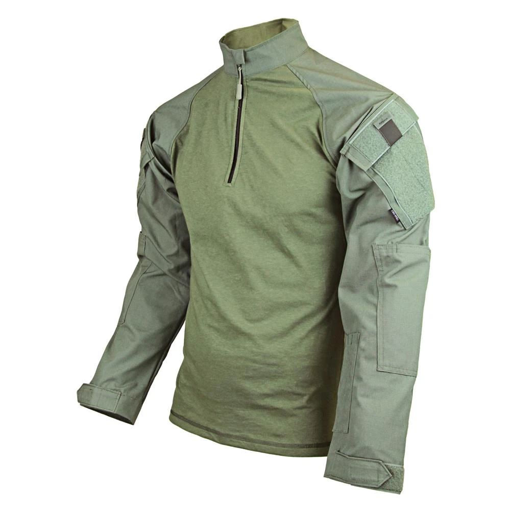 Men's TRU-SPEC Nylon / Cotton 1/4 Zip Tactical Response Combat Shirt Drab - Image 2