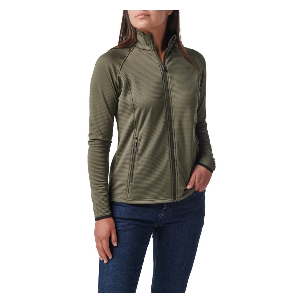 Women's 5.11 Stratos Full Zip Green~2 - Image 3