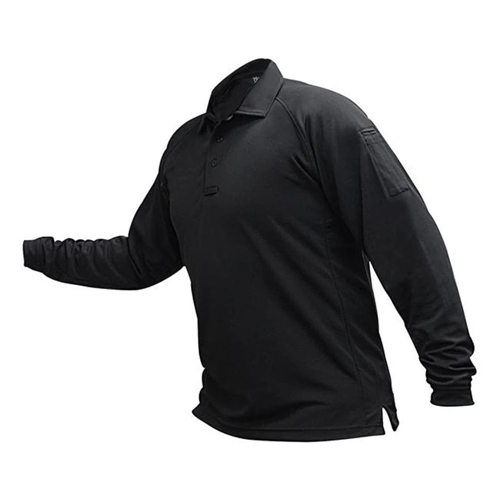 Men's Vertx Coldblack Long Sleeve Polo Black~1 - Image 3